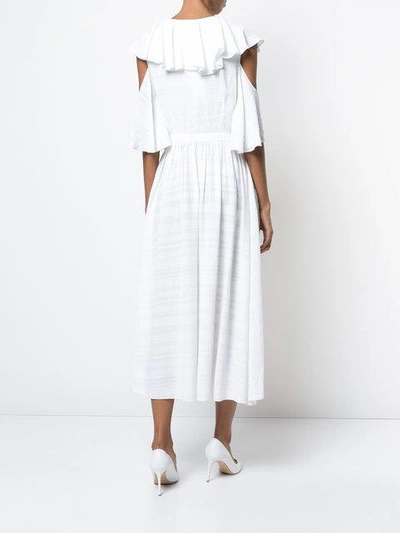 Shop Prabal Gurung Ruffled Neck Cold Shoulder Dress - White