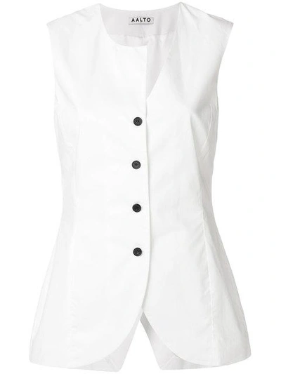 Shop Aalto Plain Waistcoat - White