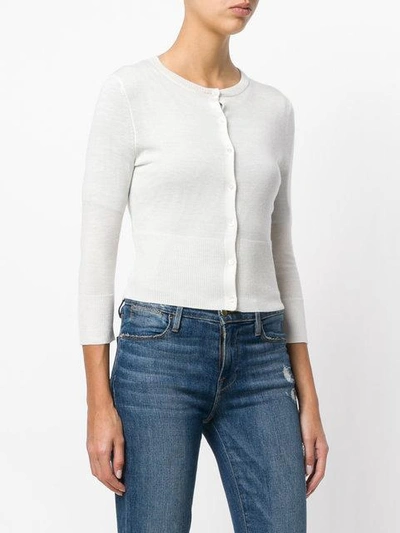 N•peal Superfine Cropped Cardigan In White