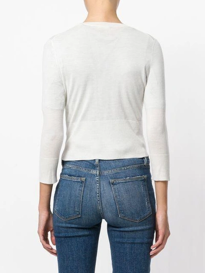 N•peal Superfine Cropped Cardigan In White