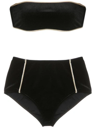 Shop Adriana Degreas Hot Pants Velvet Bikini Set In Black