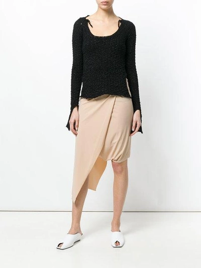 Shop Lost & Found Asymmetric Fitted Skirt In Neutrals