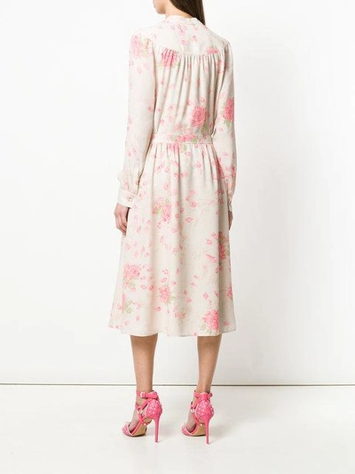 Shop Valentino Rose Print Dress In Neutrals