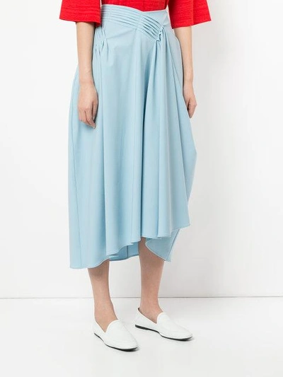 Shop Jil Sander Asymmetric Gathered Detail Skirt In Blue