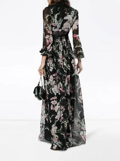 Shop Giambattista Valli Silk Lace Floral Gown - Black