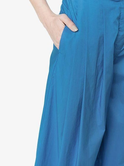 Shop Vika Gazinskaya Silk Pleat Front Trousers In Blue