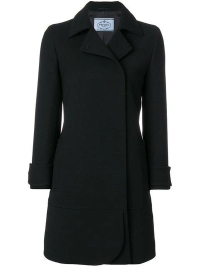 Shop Prada Single Breasted Coat - Black