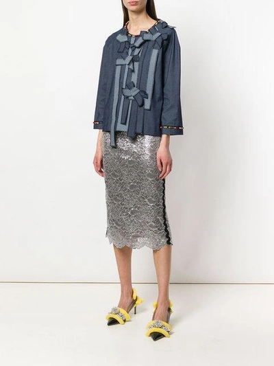 Shop Antonio Marras Metallic Lace Skirt - Grey