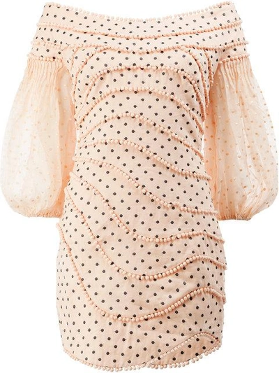 Shop Zimmermann Polka Dots Mini Dress In Pink