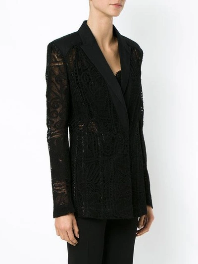 Shop Martha Medeiros Lace Blazer In Black