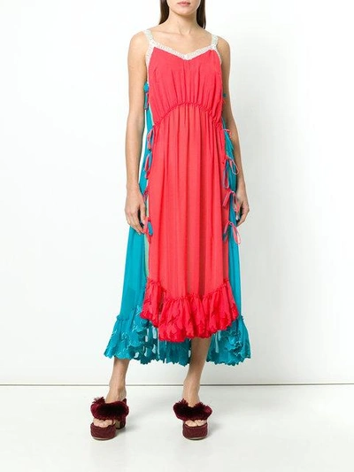 Shop Marco De Vincenzo Scalloped Hem Long Shift Dress In Multicolour