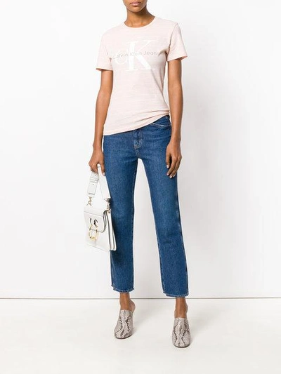 Shop Calvin Klein Jeans Est.1978 Calvin Klein Jeans Striped Logo T-shirt - Neutrals
