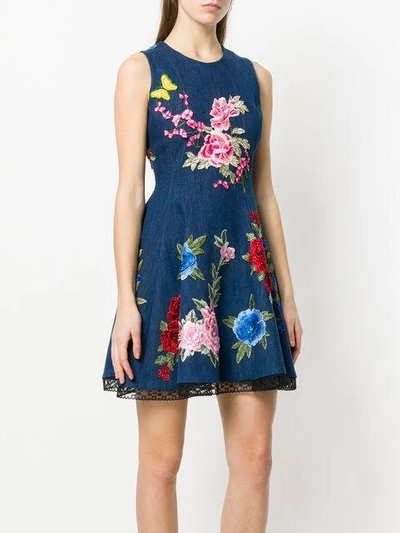 Shop Philipp Plein Embroidered Floral Applique Dress