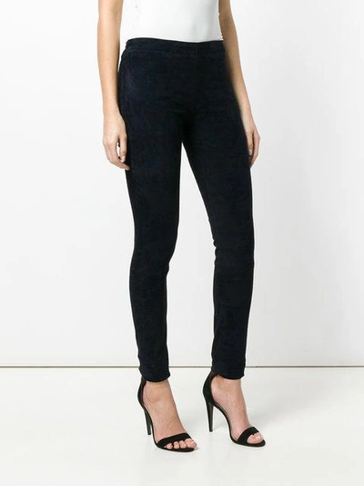 Shop Stouls Skinny Leather Trousers - Blue