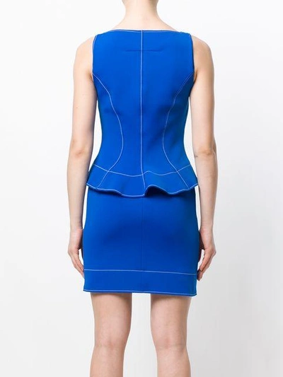 Shop Givenchy Peplum Waist Fitted Dress In Blue