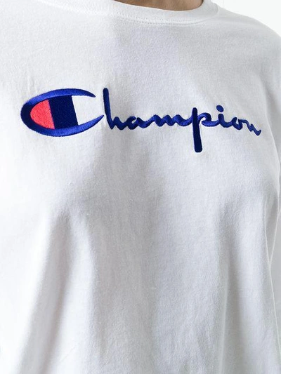 Shop Champion Logo Patch Sweatshirt In White