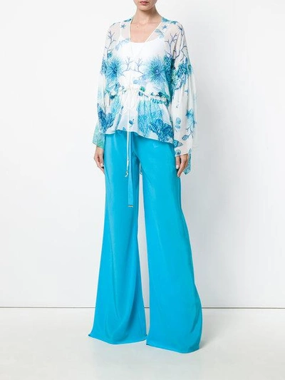 Shop Roberto Cavalli Drawstring Palazzo Pants In Blue