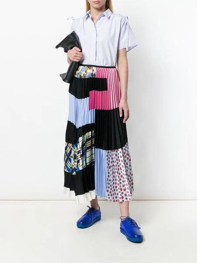 Shop Marni Pleated Patchwork Skirt