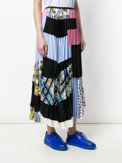 Shop Marni Pleated Patchwork Skirt