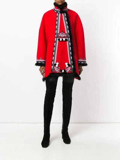 Shop Yuliya Magdych Hutsil Embroidered Coat In Red