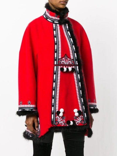 Shop Yuliya Magdych Hutsil Embroidered Coat In Red