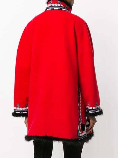 Shop Yuliya Magdych Hutsil Embroidered Coat In Red