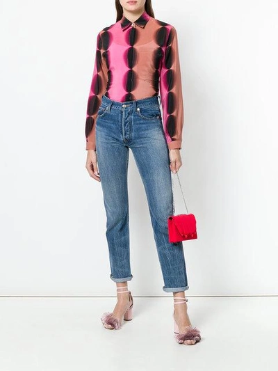 Shop Marco De Vincenzo Geometric Print Longline Shirt In Pink