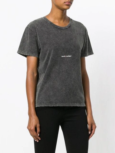 Shop Saint Laurent Washed Logo T-shirt In Grey