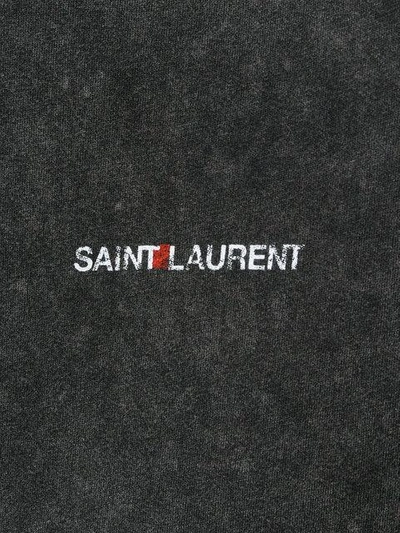 Shop Saint Laurent Washed Logo T-shirt In Grey