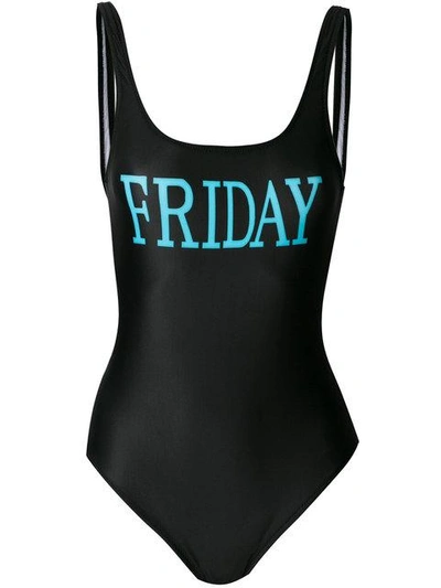 Shop Alberta Ferretti Rainbow Week Swimsuit In Black