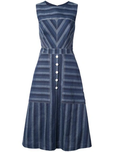 Shop Carolina Herrera Denim Striped Dress