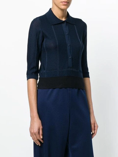 Shop Maison Flaneur Knitted Polo Top In Blue