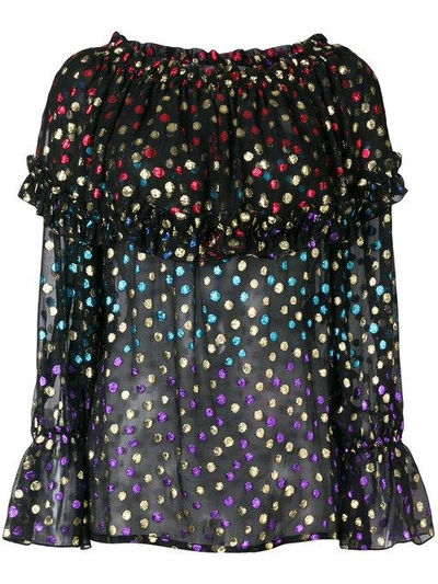 Saint Laurent Gypsy Blouse With Smocked Shoulders In Black