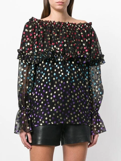 Saint Laurent Gypsy Blouse With Smocked Shoulders In Black