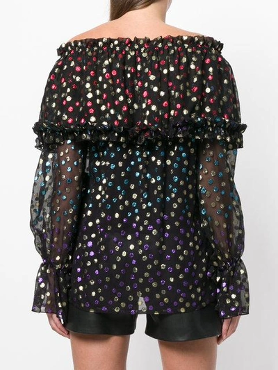 Saint Laurent Gypsy Blouse With Smocked Shoulders In Black