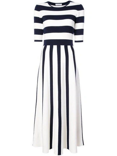 Shop Gabriela Hearst Striped Knit Dress In Blue