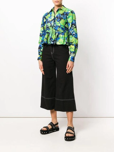 Shop Msgm Cropped Flare Jeans In Black