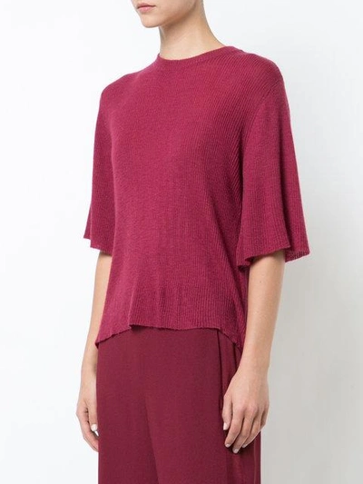 Shop Ryan Roche Flared Design Blouse In Red