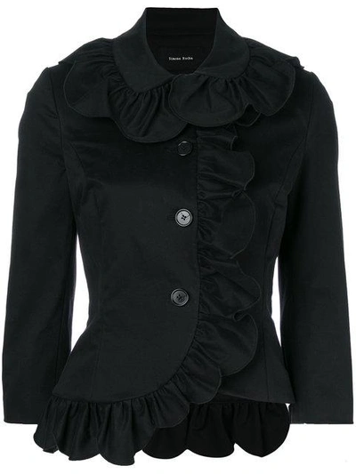 Shop Simone Rocha Ruffled Fitted Jacket In Black