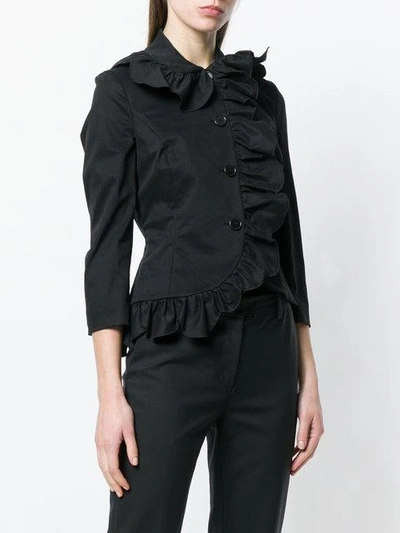 Shop Simone Rocha Ruffled Fitted Jacket In Black