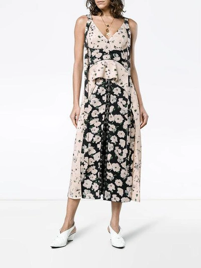 Silk floral dress with hook and eye fasteners