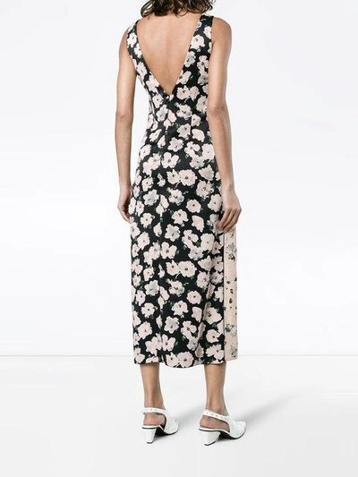 Shop Proenza Schouler Silk Floral Dress With Hook And Eye Fasteners - Black