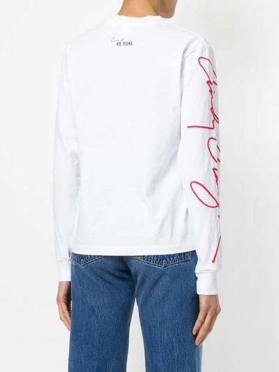 Shop Re/done Logo Sleeve Jersey Top In White