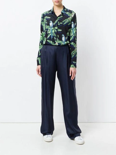 Shop Stella Mccartney Plissé Wide-leg Trousers In Blue