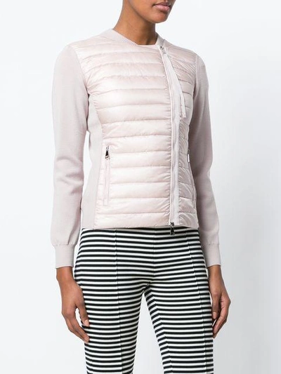 Shop Moncler Padded Front Knitted Cardigan In Pink