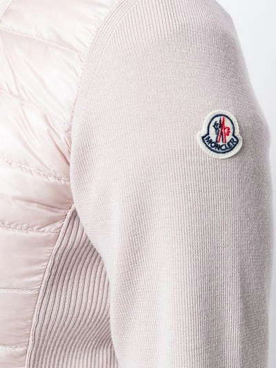 Shop Moncler Padded Front Knitted Cardigan In Pink