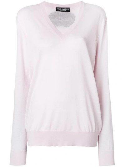 Shop Dolce & Gabbana Rear Logo V-neck Sweater In Pink