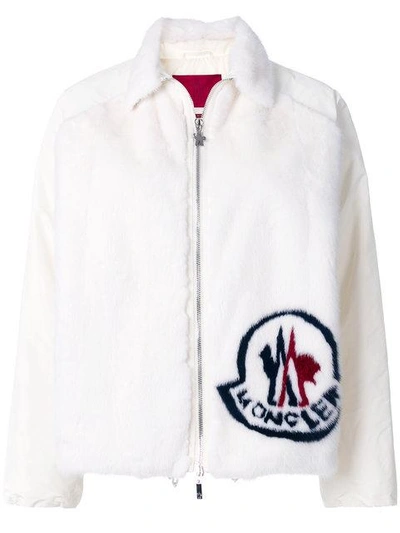 Shop Moncler Branded Jacket In White