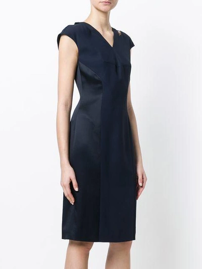 Shop Versace Fitted V-neck Dress - Blue