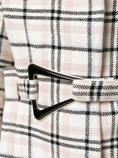 Shop Carven Belted Check Coat In White